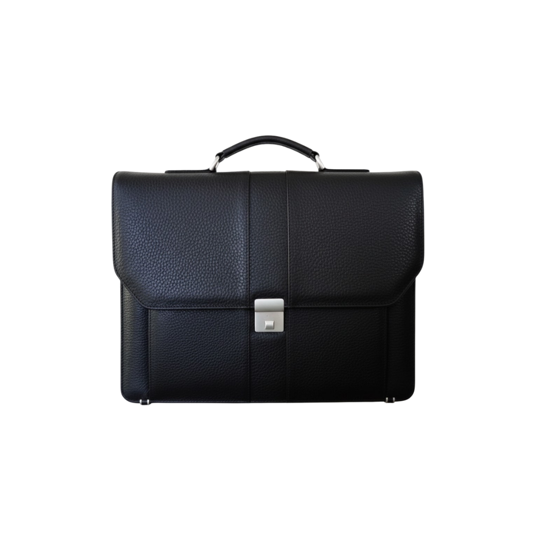 The LB-0002 Briefcase — Pebbled Black