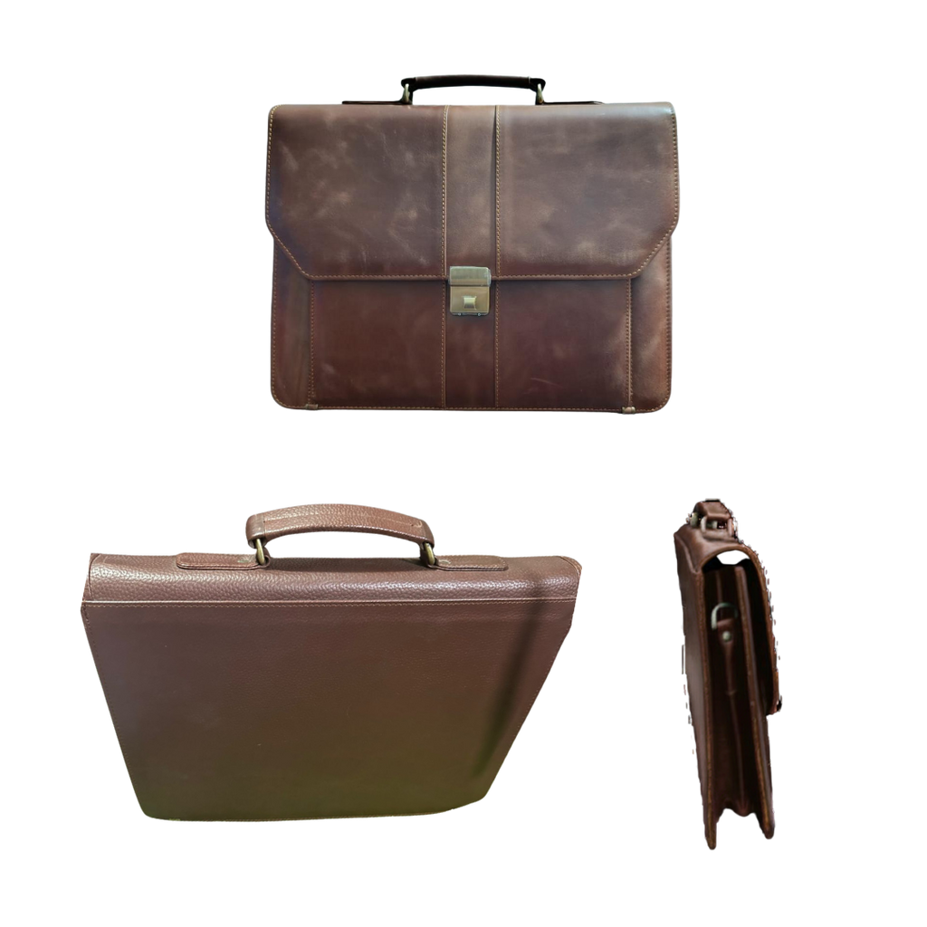 The LB-0002 Briefcase — Oiled Brown
