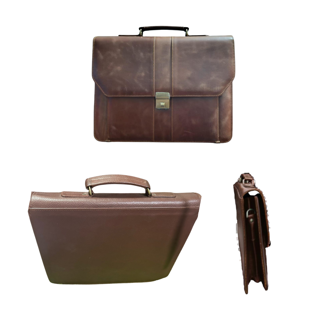 The LB-0002 Briefcase — Oiled Brown