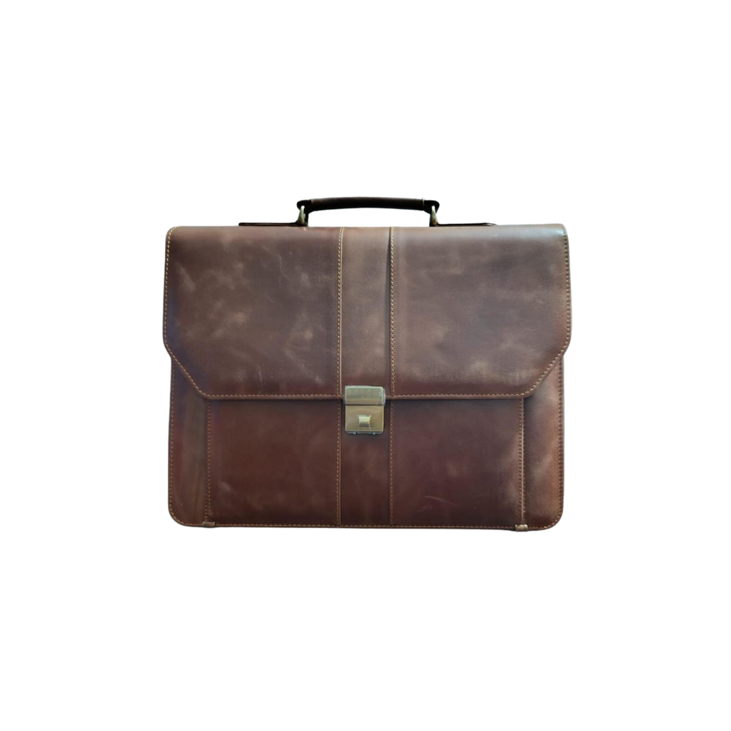 The LB-0002 Briefcase — Oiled Brown