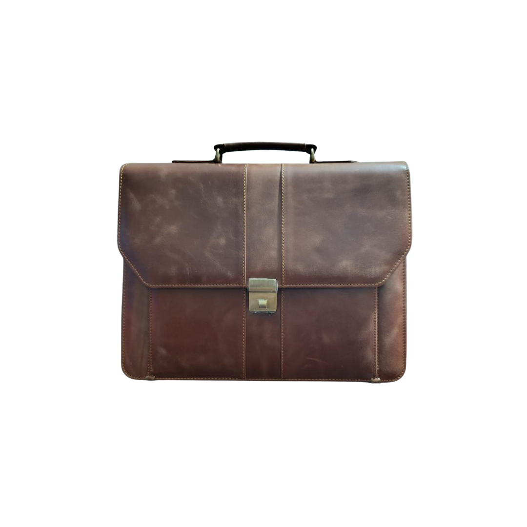 The LB-0002 Briefcase — Oiled Brown