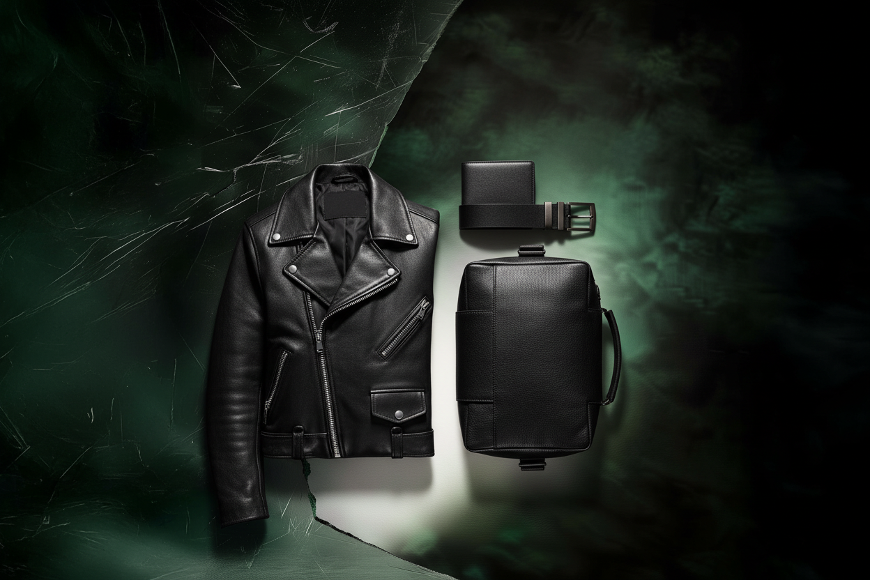 Men's Leather Goods – Jacket, Wallet, Belt, Bag